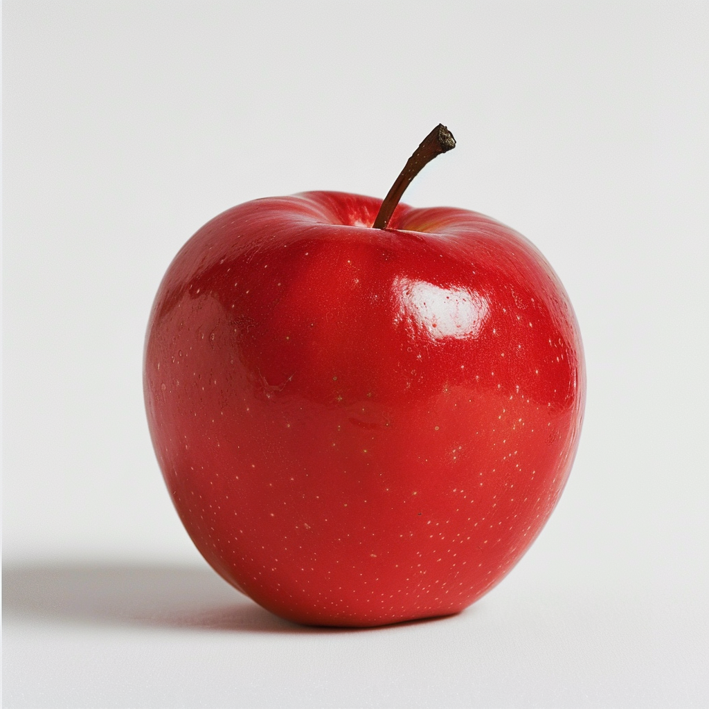**a simple red apple on white background --ar 1:1 --v 6.0** · u4